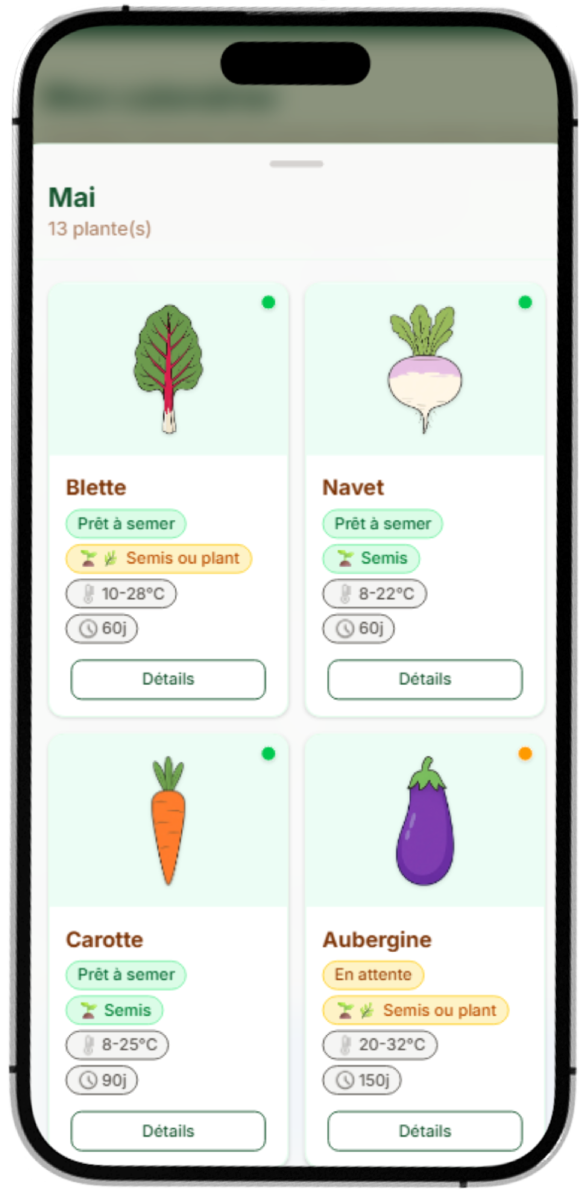 Aperçu de l'app Potagio